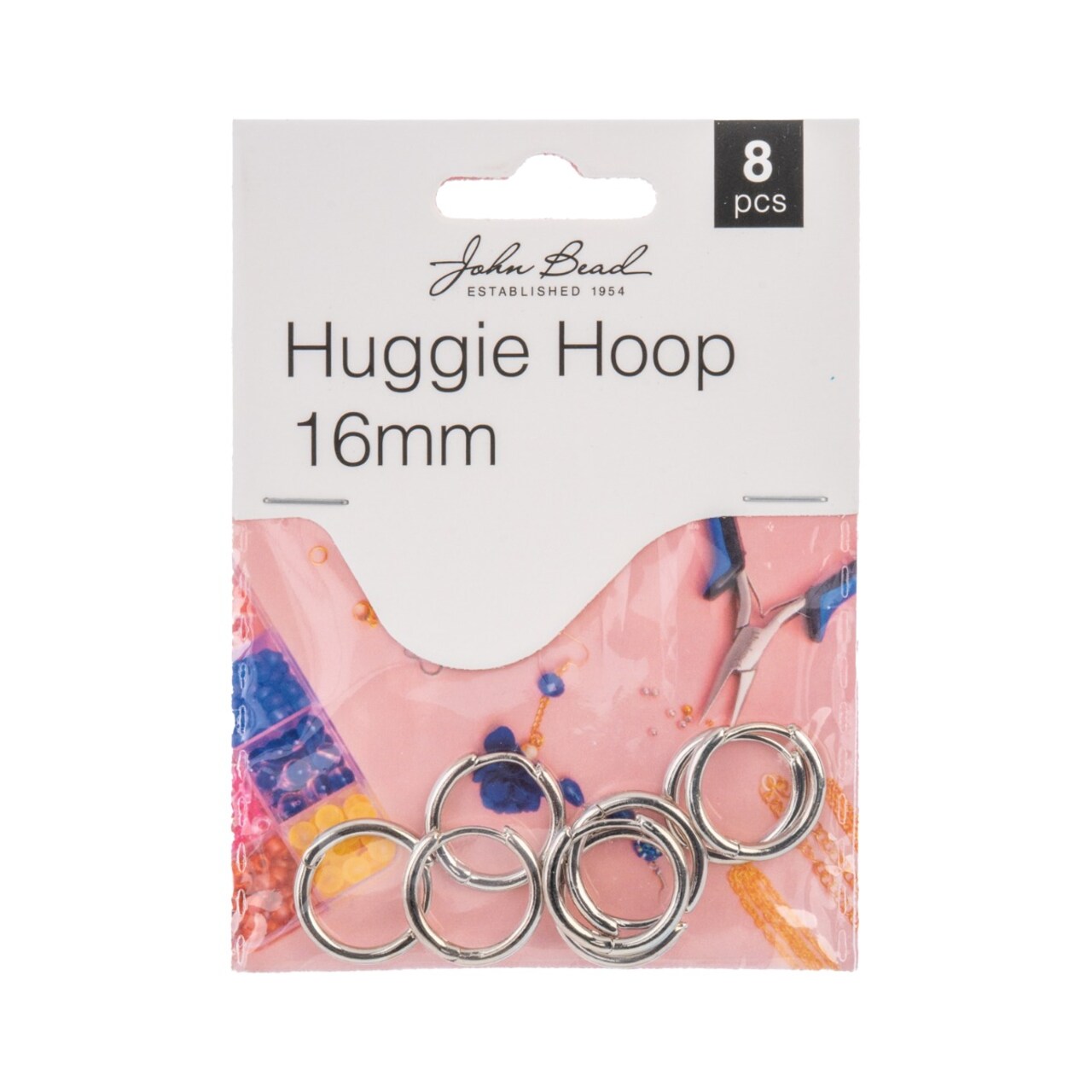 John Bead Huggie Hoop Round Shape Earrings Must Have Findings, 8pcs